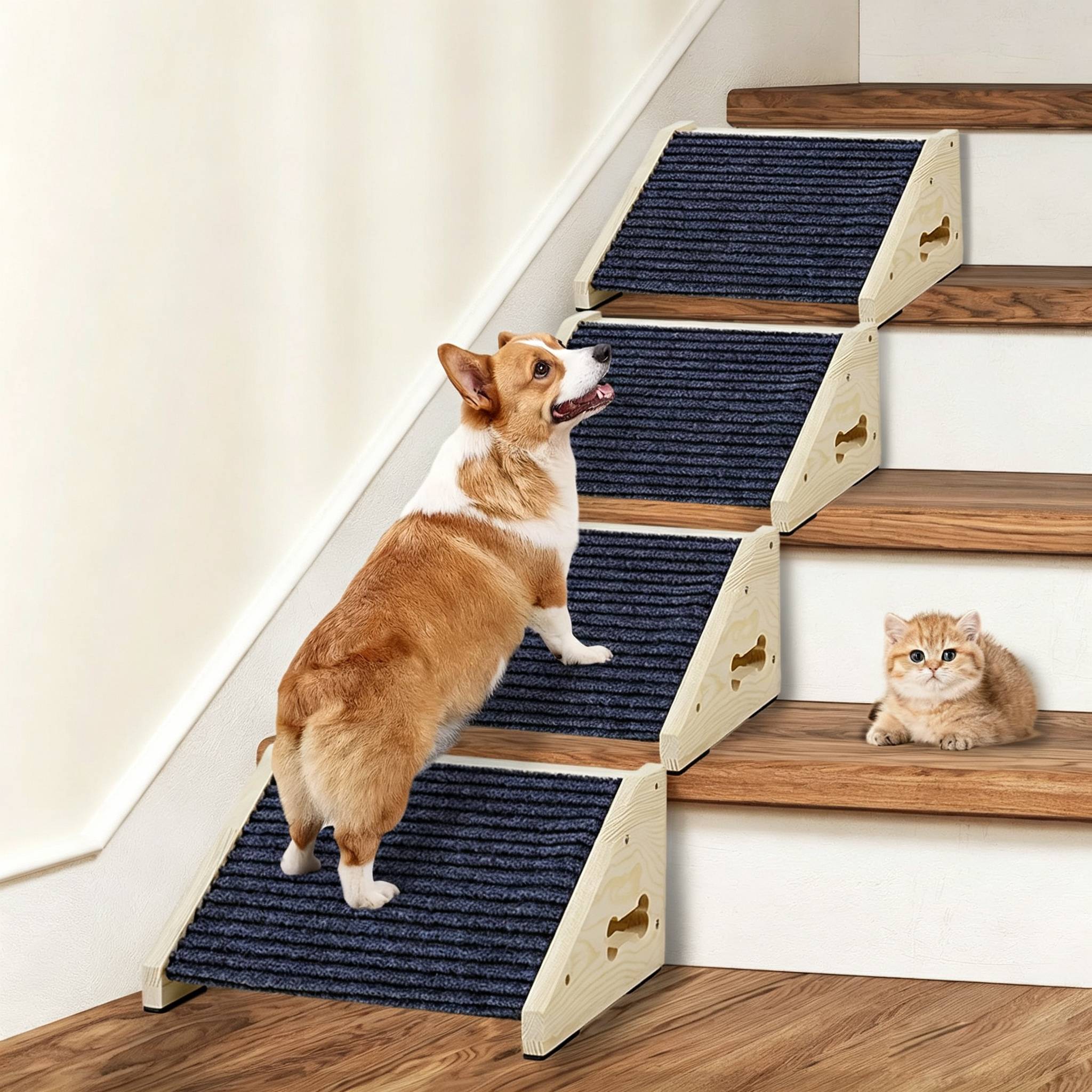 Calming Dog Bed - Ahşap Köpek Merdiveni Köpek Rampası Küçük