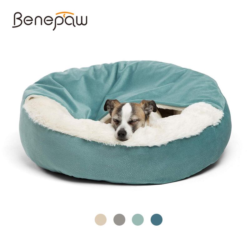 Calming Dog Bed - Benepaw Ortopedik Köpek Yatağı Kapşonlu Battaniye