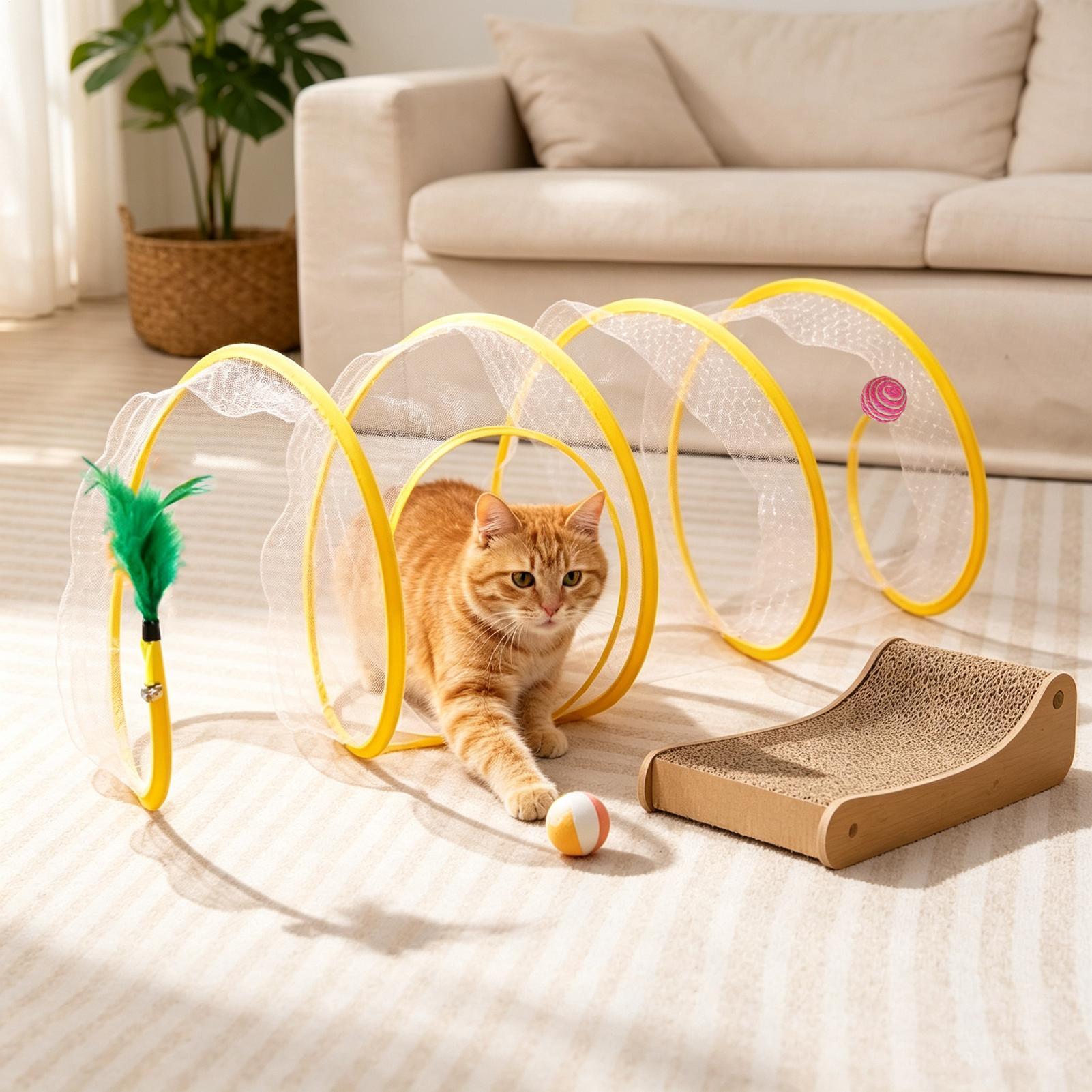 Interactive Cat Toy - Spiral Tünel Kedi Oyuncağı Katlanabilir İnteraktif